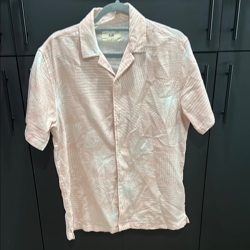 Folk Pink Casual Button Down Shirt Relaxed Fit